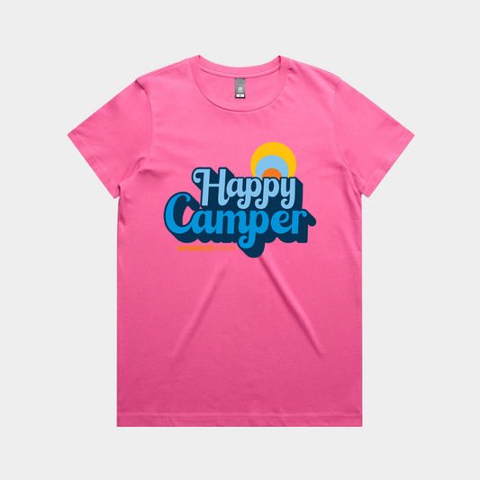 T Shirt - Parkes Region Happy Camper (Pink)